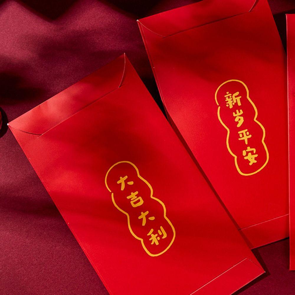 6pcs Traditional New Year Red Envelopes Calligraphy Hongbao Luck Money Bag Spring Festival