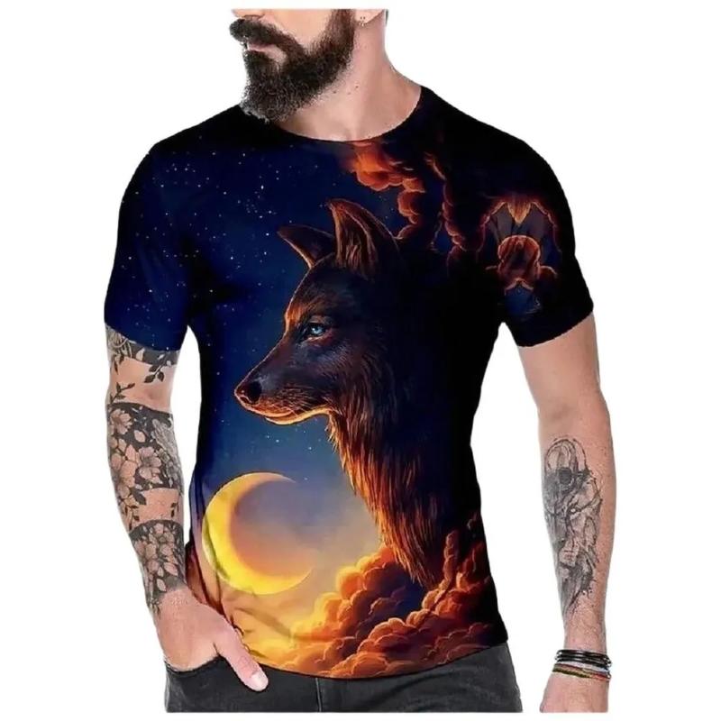 Mode Dames Ronde Hals Korte Mouw 3D Dier Kleurprint Dier Korte Mouw Ronde Hals T-shirt