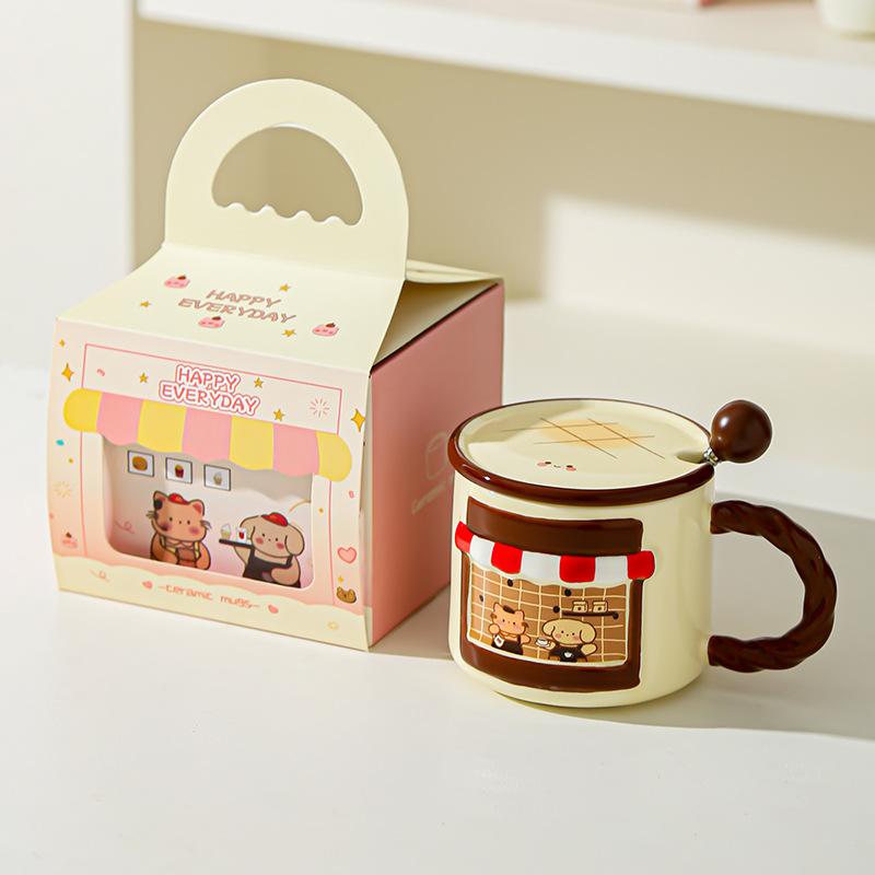Cute Cartoon Mug Home Drinking Water Cup Office Ceramic Coffee Cup Cute High Looking Couple Water Cup