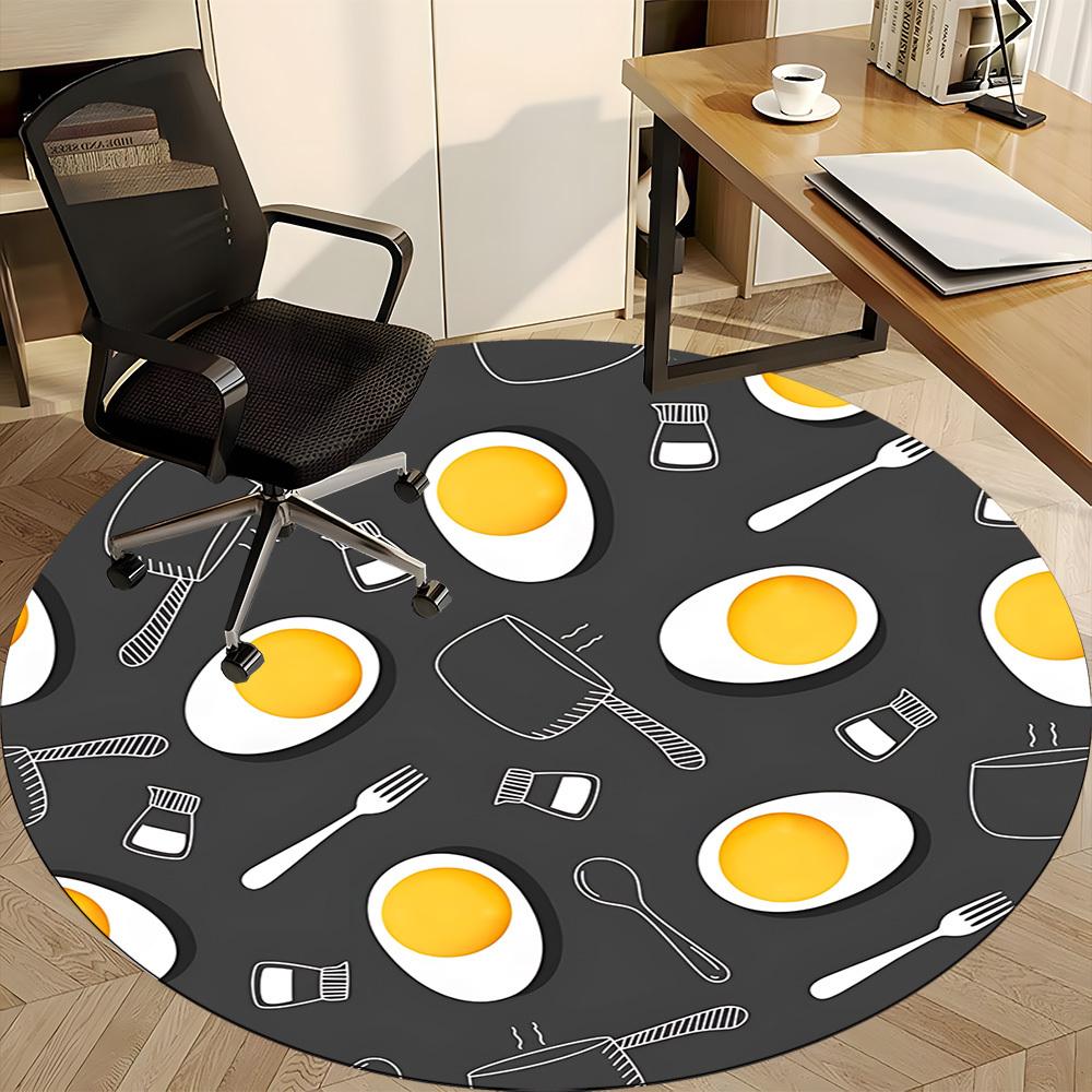 1pc Eggs Pattern Office Round Rug, Carpet for Office, Gaming, Lightweight Round Floor Mat Yy260205075