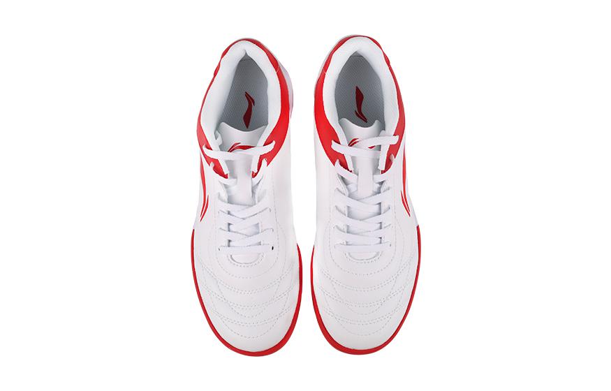 Li Ning YOUNG TF Grassland Slip Resistant Anti Kick Cushioning Low Top Kids' Soccer Shoes White Red YSTT006-1