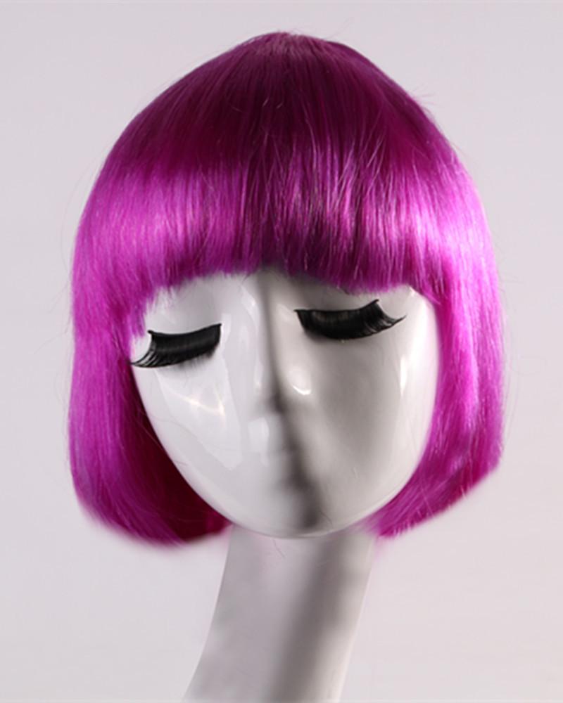Parrucca Corta Sintetica BOB Completa Multicolore Cosplay Festa di Halloween Capelli Corti Parrucche Monocolore