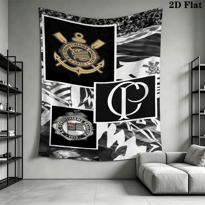 Corinthians Paulistinha Wall Tapestry Aesthetic Wall Hanging Printed Fabric Blanket Decorative Tapestries for Bedroom Living Room Home Decor