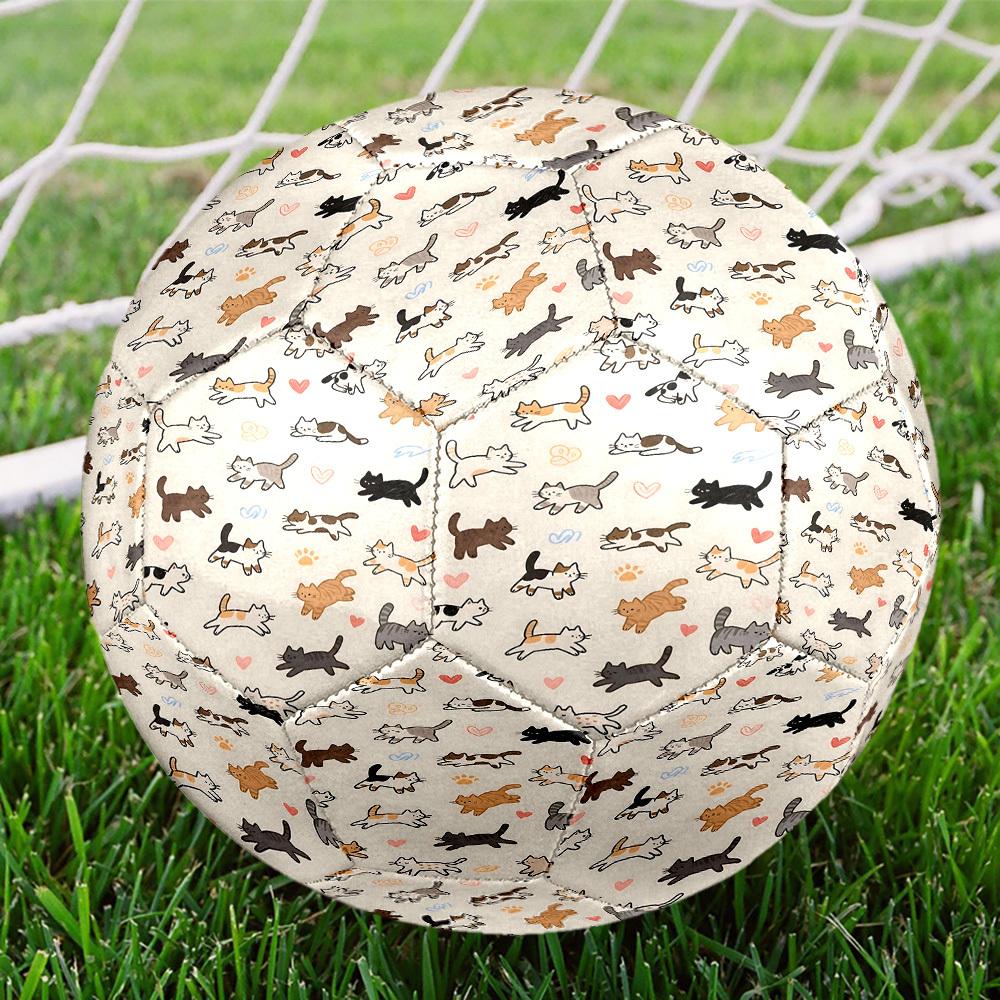 1pc Cats Cream Background Size 5 Soccer Ball Professional Match Training Football Indoor &Outdoor Sports Ball Lightweight Durable C6519