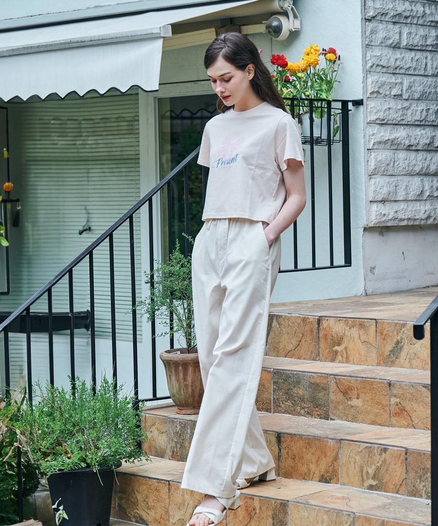 Metapeo Met Summer Wide Elastic Pants Ivory