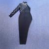 Women's Bandage Dress Rhinestone One Shoulder Long Sleeve Open Leg Dress Party New Product Hot Sale