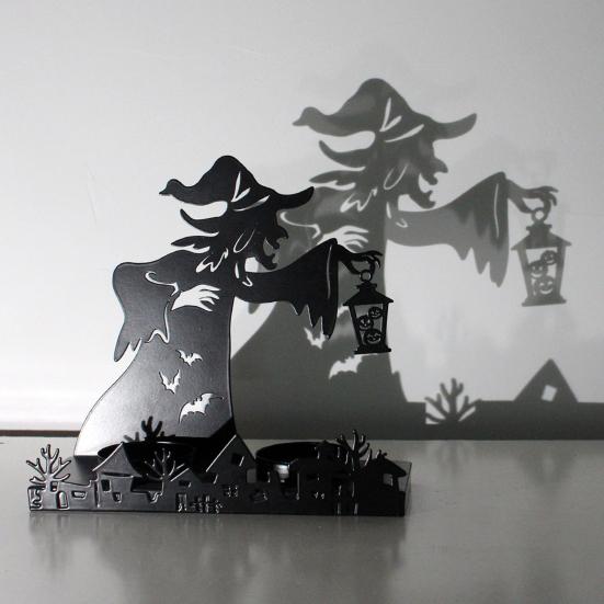 Halloween Witch Candle Holder Resin Which Ghost Figurines Spooky Desktop Statues Decoration for Home Garden Decor