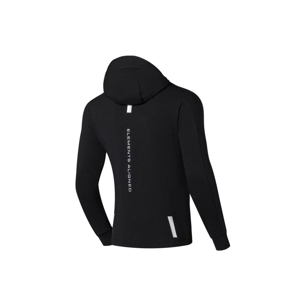 Li Ning Uni-Logo-Print Kapuzenpullover mit Reißverschluss für Herren Hoodies Schwarz AWDS627-1