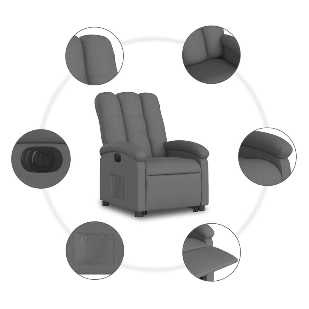 Vidaxl Lift-up Massage Chair, Electric, Reclining, Dark Grey