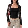 New Pure Erotic Style Lace Square-neck Long-sleeved Short-sleeved Top for Women