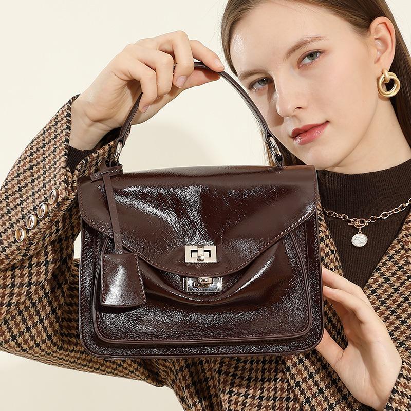 First Layer Cowhide Premium Commuter Large Capacity Portable Envelope Bag Cambridge Bag Shoulder Messenger Bag Genuine Leather Women's Bag
