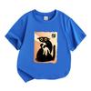 Kids Boys Girls 100% Cotton Crew Neck Short Sleeve T-Shirt, Cute Black Cat Holding Hand Cartoon Print Casual Soft Breathable Tees for Daily Wear