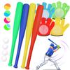 Plastic Bassball Bat with Sticky Ball Gloves Outdoor Throwing Interactive Ball Games Classic Sports Training Tools Sandbag Set