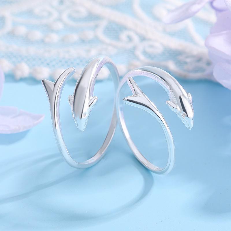 Öffnungsbarer kleiner Delfinring im koreanischen Stil - Niedliches & Kreatives Meeresbewohner-Design