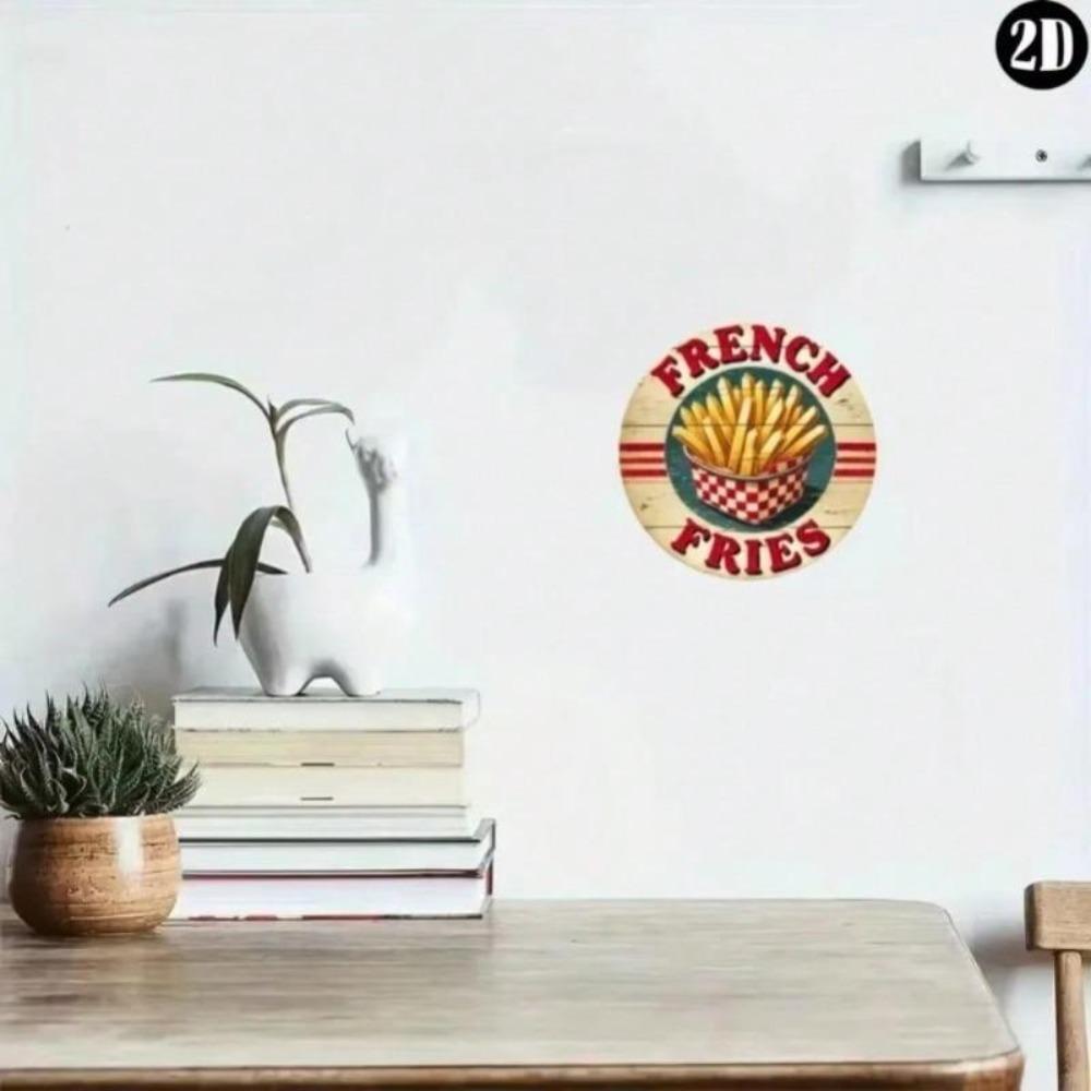 Rustic Fries Metal Tin Sign with Distressed Finish Lightweight Durable Wall Decor