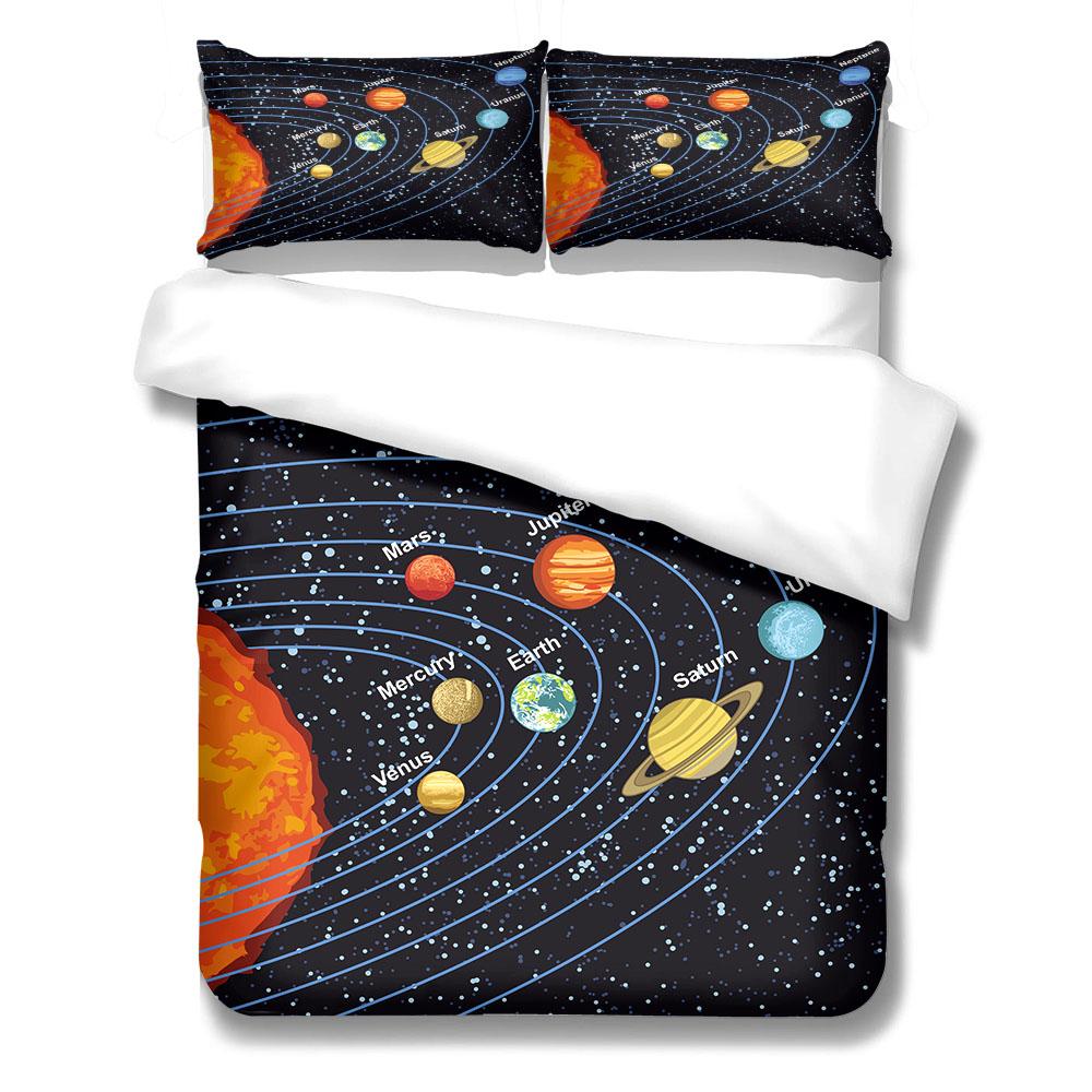 Solar System Chart Duvet Cover Set King Queen Double Full Twin Single Size Bed Linen Set