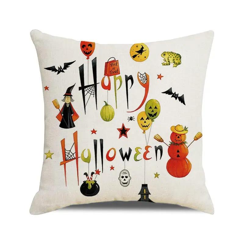 Halloween Decorative Cushion Cover Pumpkin Bat Wizard Ghost Pillowcase Suitable for Home Living Room Sofa Room Decoration