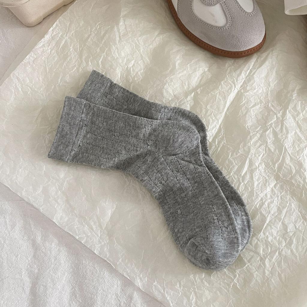 Love Hollow Summer Thin Socks Solid Color College Style Socks Versatile Casual Boneless Socks