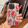 Acrylic Back TPU Bumper for Iphone 16 Plus Air 15 13 11 17 Pro XS Max 14 18 Pro Max XR 12 Red Tulips Scene Hone Case Shockproof Cover