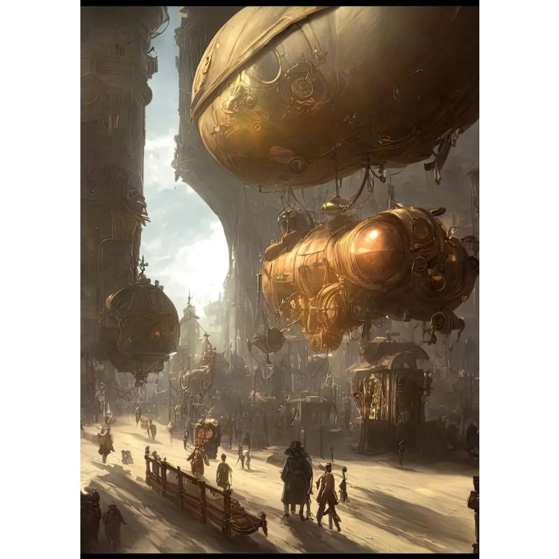 Vintage Steampunk Cat City Retro Animals Owl Raven Frog Monkey Wall Art Posters Canvas Painting Prints Pictures Home Room Decor