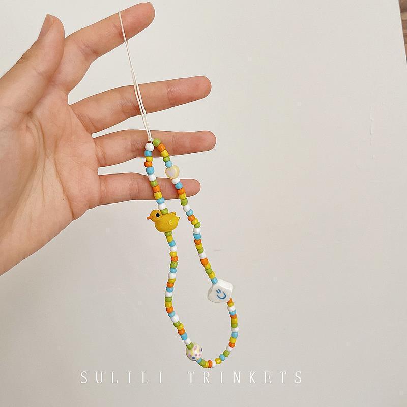 Japanese Korean Mobile Phone Lanyard DIY Beauty Personalized Cartoon Handmade Bead Girl Sweet Chain Rope