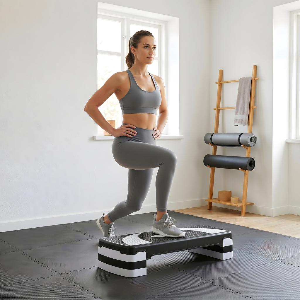 Plateforme Étape Aérobique à 3 Niveaux Bloc Réglable Planche Entraînement Yoga Fitness