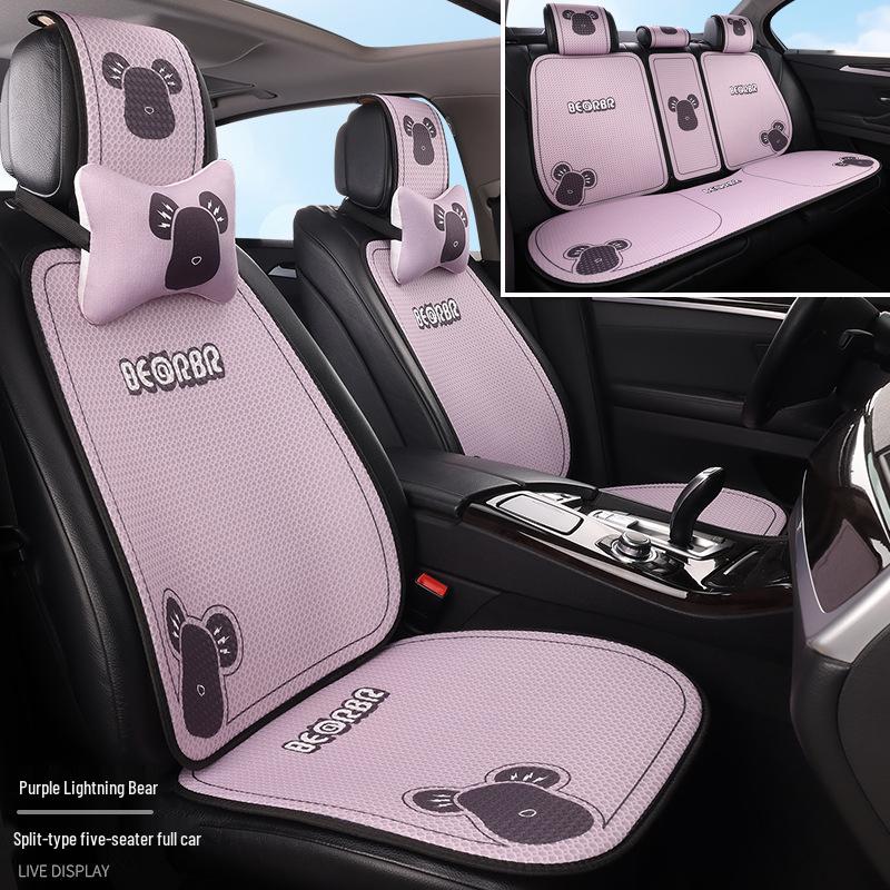 Universal Cartoon Linen Car Seat Cushion - Warm, Stylish, Four Seasons Comfort