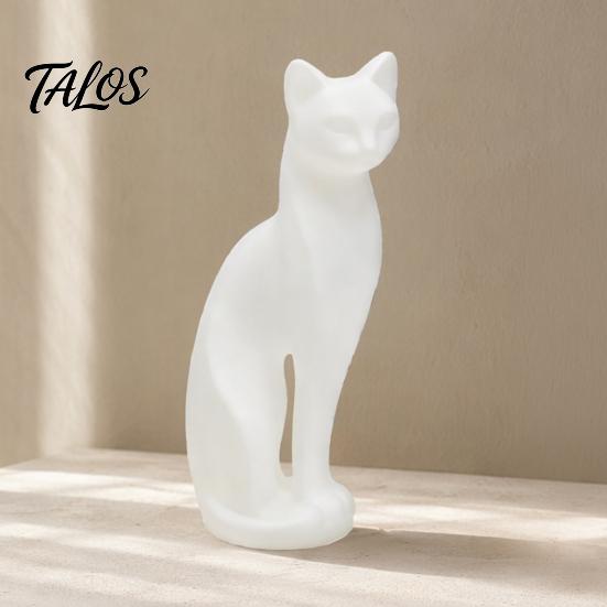 Nordic Style Cat Decor 3D Printed Kitten Sculpture, Minimalist Ornament Matte Geometric Design, Modern Home Black Pink White Statue in White,