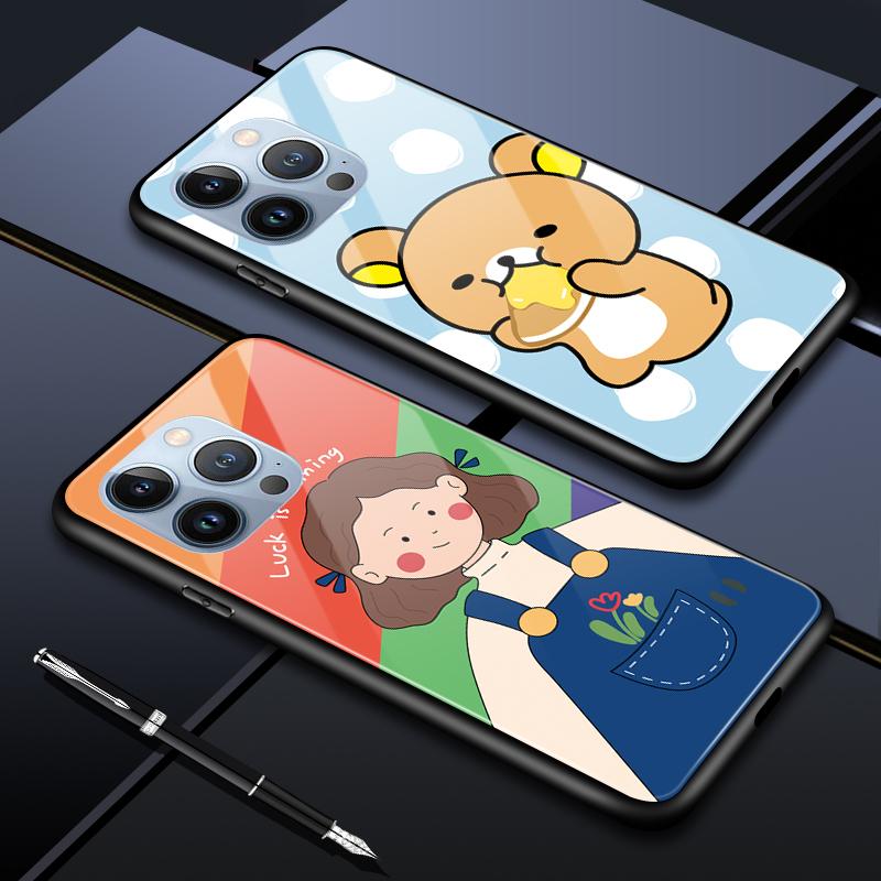 Tempered Glass Phone Case For OPPO Reno13 Reno14 Realme 11 12Pro 14 GTNeo6 C21Y C53 C75 OnePlus Nord2 NordCE3Lite Soft Edge Shockproof Smooth Shell