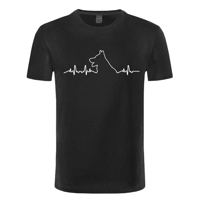 Gerunisex Shepherd Heartbeat Tshirt Funny Dog Lovers Quote Cheap Sale 100 Cotton T Shirts For Boys Unisex Print