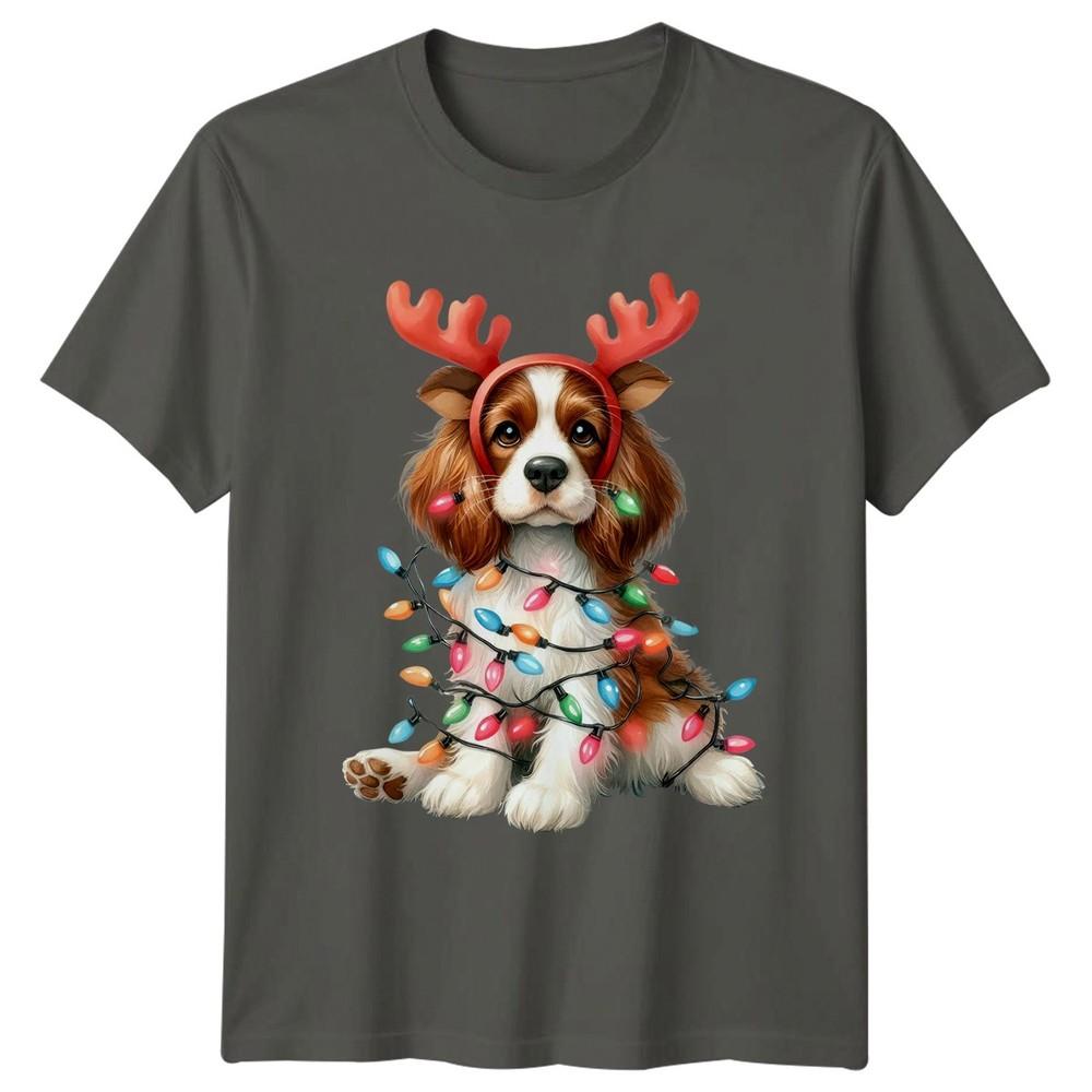Christmas Cavalier King Charles Dog Reindeer Antlers Lights Unisex Unisex Graphic S