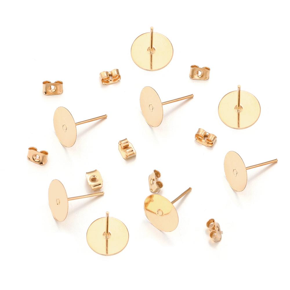 100-200pcs/lot Metal Blank Post Earring Studs Base Pins With Earring Plug Earring Base Tray For Jewelry Making DIY Earring