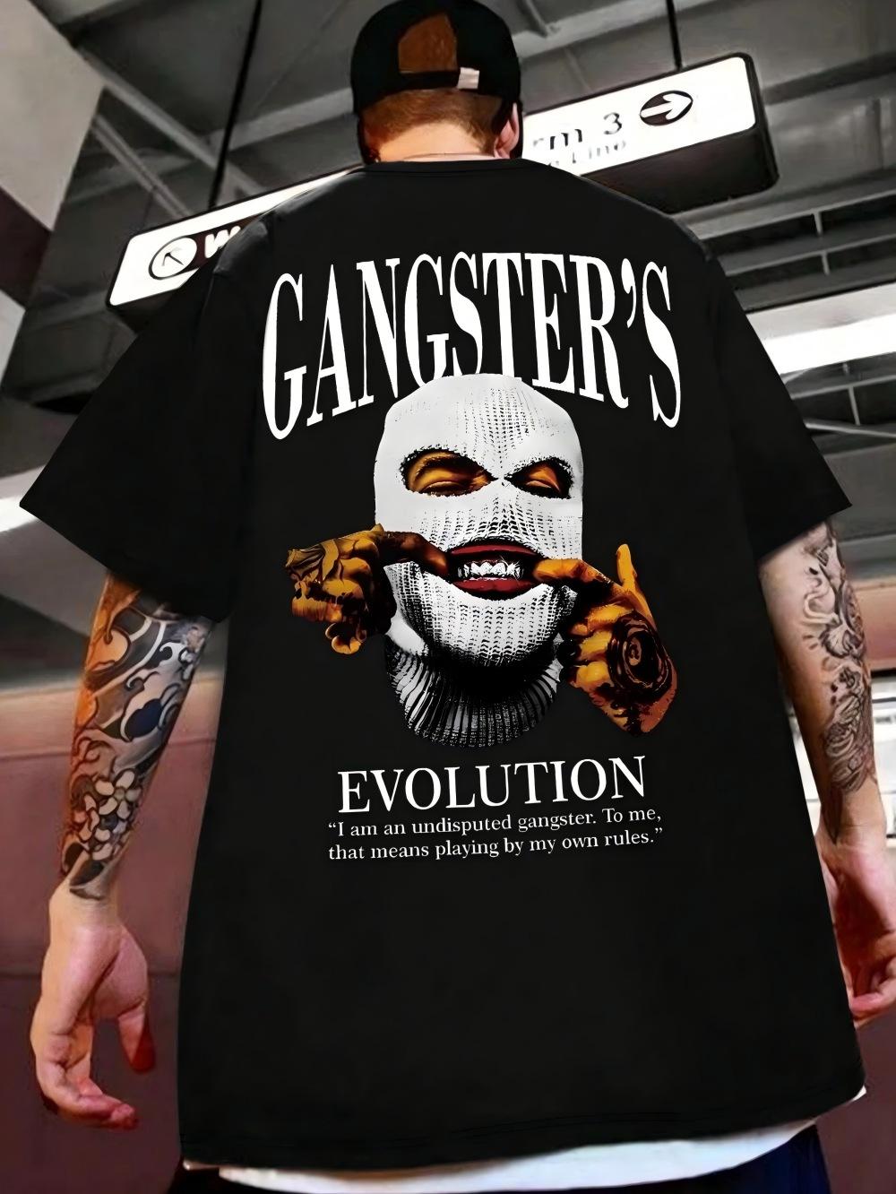 Hot selling new mens portrait pattern polyester hiphop luxurious breathable round neck Tshirt outdoor street casual top S