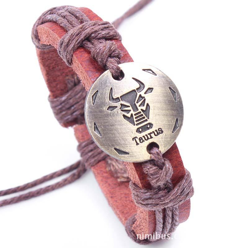 12 Znaków Zodiaku Skórzana Bransoletka dla Kobiet Mężczyzn 12 Konstelacji Bransoletka Biżuteria Prezenty Lew Rak Baran Para Znak Zodiaku Bransoletka