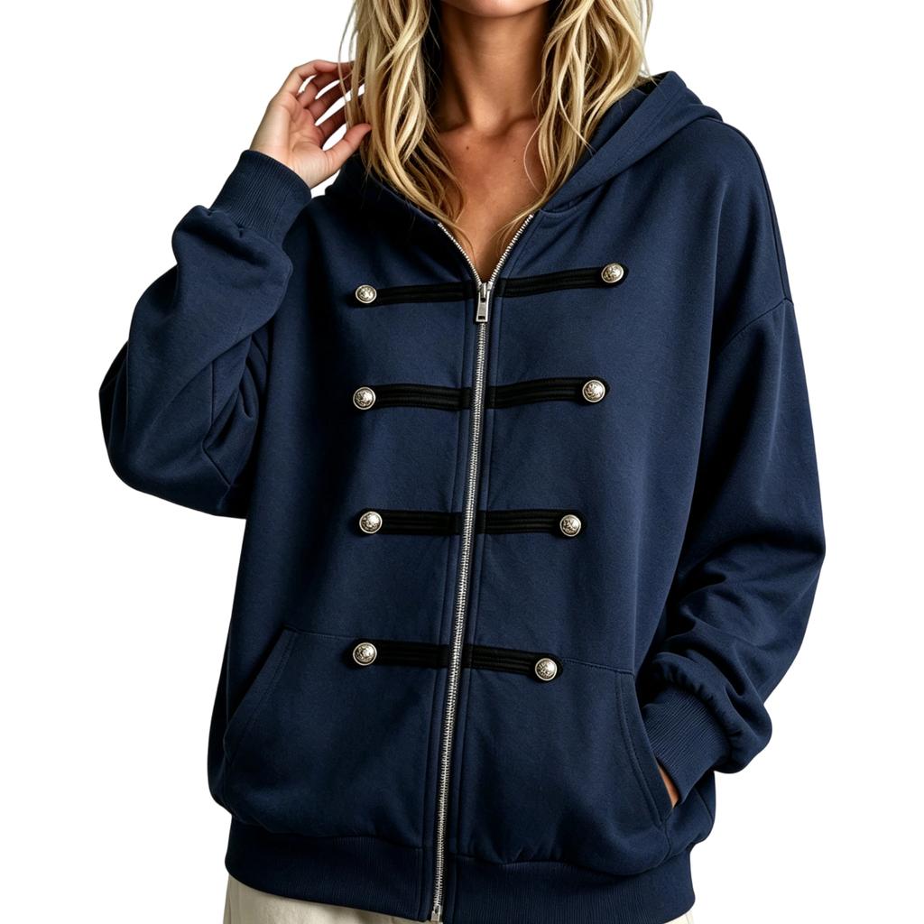 Women's Casual Knit Zip-Up Hooded Cardigan Sweatshirt Jacket for Everyday Wear
