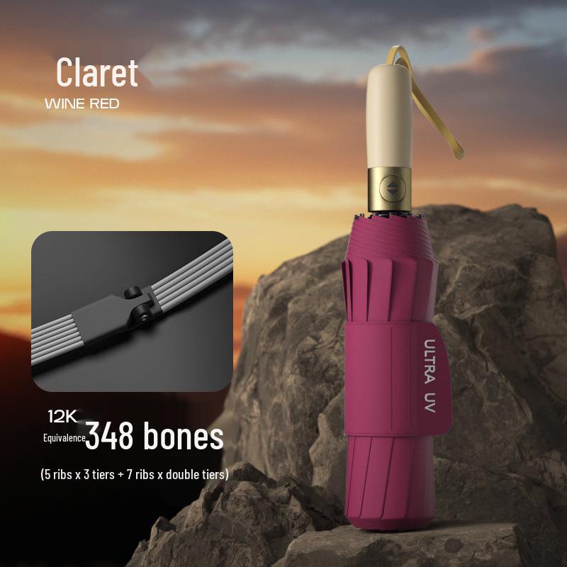 

Deluxe Solid Wood Automatic Folding Umbrella: Windproof, Large, Reinforced Multi-Rib Design for Sun & Rain Protection