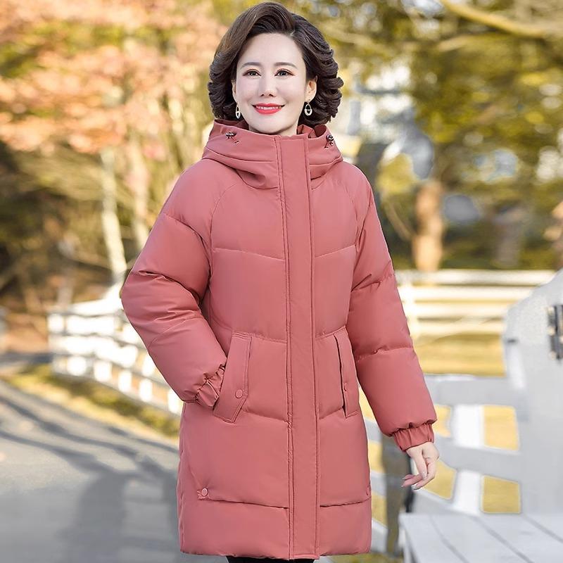 Winter Cotton padded Jacket Hooded fleece thick Parkas Warm Loose Long Overcoat middle aged and Grandma Snow Coat
