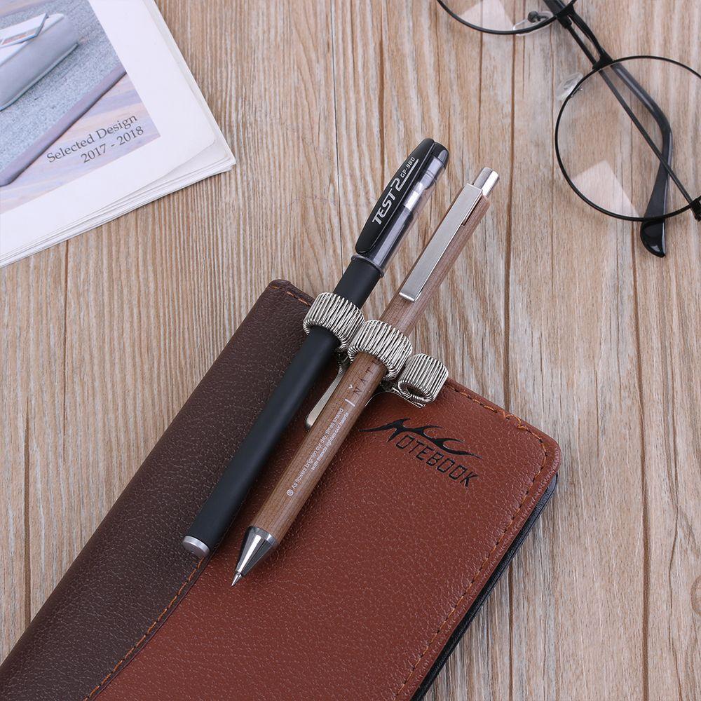 1PC Adjustable Convenient Stationery Metal Pen Clips Elastic Loop Notebook Spring Pen Holder