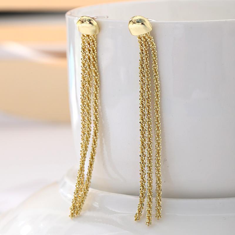 Gold Colour Sparkling Long Tassel Earrings Women Fashion Personality Prom Accessories Party Anniversary Birthday Gifts
