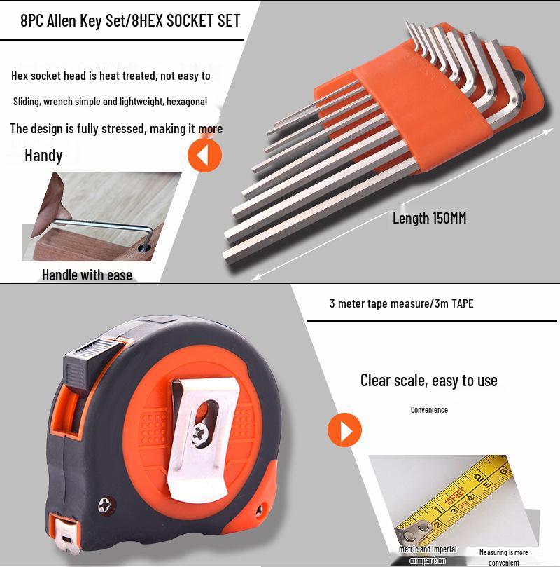 Set Multifuncțional de Uz Casnic: Cheie fixă, Șurubelniță și Kit de întreținere zilnică