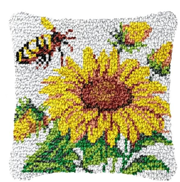 3d Segment Embroidery Pillow Wool Handcraft Diy Latch Hook Rug Kits Bee Sunflower Series Carpet Embroidery Materials Supplies