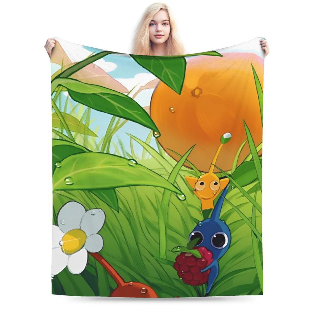 Funny Pikmin Game Plush Blanket Students Flannel Bedding Throws For Home Decor Super Warm Custom Quality Bedspread Gift Idea