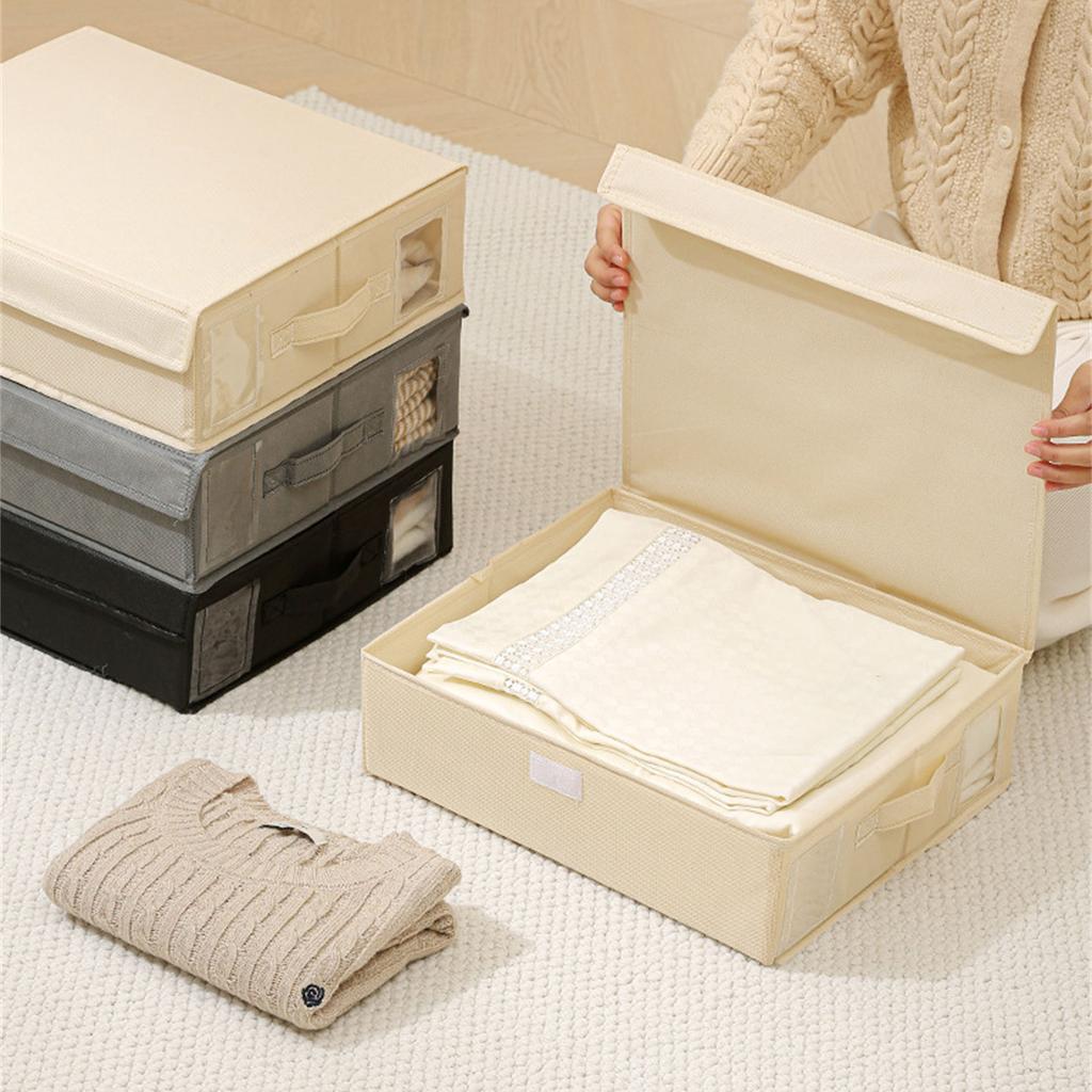 Foldable Bedding Organizers Box Zippered Storage Bin Accessory for Bed Sheets and Blankets in Nonwovens Fabric
