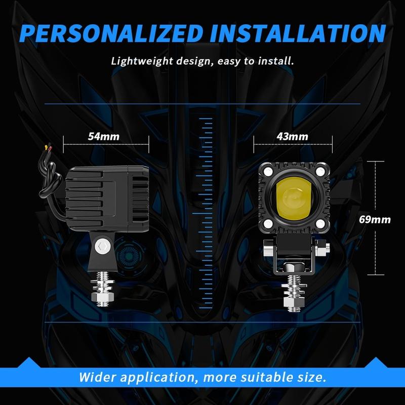LED Motorcycle Spotlights 13W 1700LM Motorcycle Headlight Fog Light Driving Lamp High Brightness Dual Light Mode DC9-60V