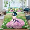 3D Japanese Anime Duvet Cover, Girls Microfiber Quilt Cover with Zipper Closure Bedroom Decor with Pillowcases For Kids Aldults