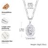 Cubic Zirconia Virgin Mary Pendant Necklace For Women, Oval Heart Stainless Steel Figaro Chain, Catholic Religious Jewelry