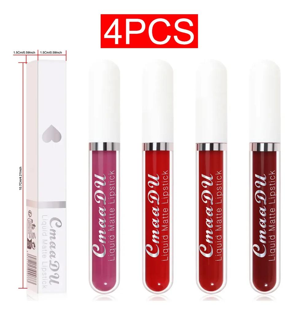 Cmaadu 4pcs Long Lasting Matte Waterproof Lip Gloss