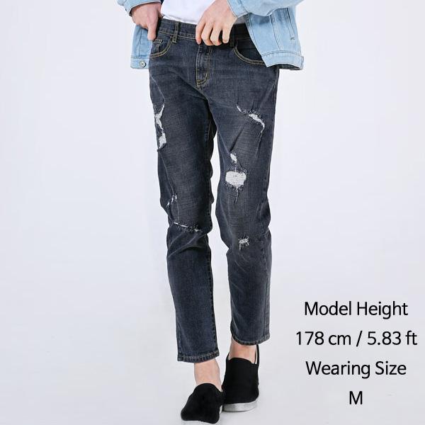

Рваные джинсы для мужчин Джинсовые брюки Korea Fashion S чёрный