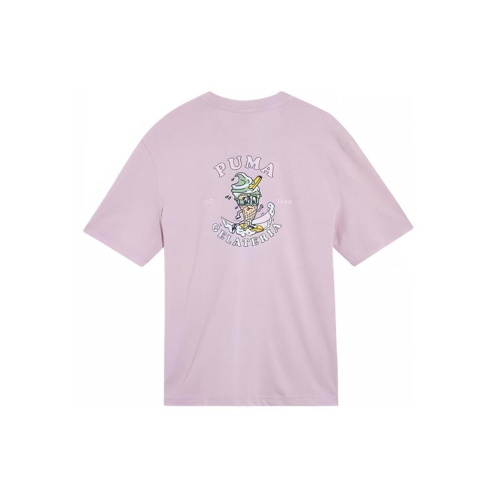 Puma Soft And Comfortable Casual Sports Short Sleeve Breathable T-Shirt Unisex Tops Light-Purple 630112-60