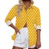 Women's Casual Fashion Tops Long Sleeve Button Loose Shirt